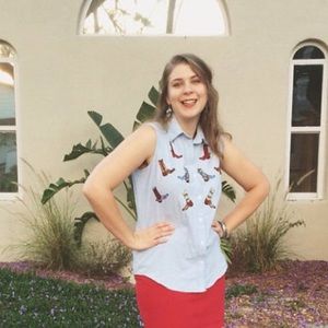 VINTAGE COWGIRL BOOTS SHIRT • SIZE M